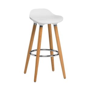 Adoni Bar Stool In Natural Beech Wooden Legs In White Frame