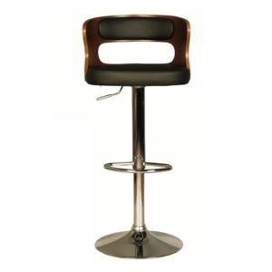 Alston Bar Stool In Walnut And Black PU With Chrome Base