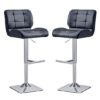 Candid Black Faux Leather Bar Stool With Chrome Base In Pair