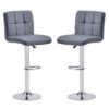 Coco Grey Faux Leather Bar Stools In Pair