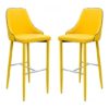 Divina Yellow Fabric Upholstered Bar Stools In Pair