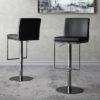 Enzo Black Faux Leather Gas-lift Bar Stools In Pair