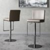 Enzo Taupe Faux Leather Gas-lift Bar Stools In Pair