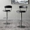 Gino Black Faux Leather Gas-lift Bar Stools In Pair