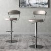 Gino Taupe Faux Leather Gas-lift Bar Stools In Pair