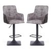 Guerro Fabric Bar Stools In Light Grey With Square Base In Pair