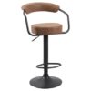 Hanna Leather Bar Stool In Brown With Black Base
