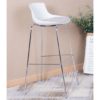 Helena Barstool In White With Fabric Seat And Chrome frame