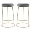 Intercrus Grey Velvet Bar Stools With Metal Frame In A Pair