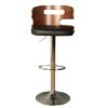Issac Wooden Bar Stool In Black Faux Leather With Chrome Base