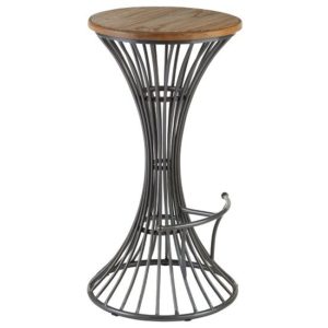 Ashbling Wooden Bar Stool With Metal Frame In Natural