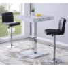Palmero Gloss Bar Table In Vida Marble Effect With 2 Coco Black Bar Stools