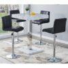 Palmero Gloss Bar Table In Vida Marble Effect With 4 Coco Black Bar Stools