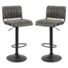 Paris Grey Leather Bar Stools With Black Base In A Pair