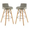 Porrima Grey Faux Leather Effect Bar Stools In Pair