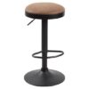 Remi Leather Bar Stool In Brown With Black Base