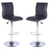 Ripple Bar Stools In Black Faux Leather in A Pair