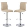 Ripple Bar Stools In Stone Faux Leather in A Pair