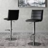 Riva Black Faux Leather Bar Stools In Pair