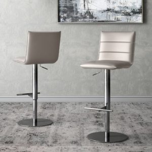 Riva Taupe Faux Leather Bar Stools In Pair