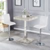 Topaz Bar Table In Grey Oak Effect With 2 Ripple White Stools
