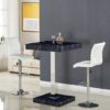 Topaz Black Gloss Bar Table In Milano Effect With 2 Ripple White Bar Stools