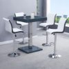 Topaz Glass Bar Table In Grey With 2 Ritz Grey White Stools