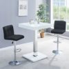 Topaz Glass Bar Table In White Gloss With 2 Coco Black Stools