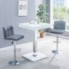 Topaz Glass Bar Table In White Gloss With 2 Coco Grey Stools