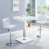 Topaz Glass Bar Table In White Gloss With 2 Coco White Stools