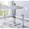 Topaz Gloss Bar Table In Diva Marble Effect With 2 Coco White Bar Stools