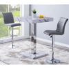 Topaz Gloss Bar Table In Diva Marble Effect With 2 Ripple Grey Bar Stools
