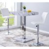 Topaz Gloss Bar Table In Diva Marble Effect With 2 Ripple White Bar Stools