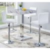 Topaz Gloss Bar Table In Diva Marble Effect With 4 Coco White Bar Stools