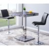 Topaz Gloss Bar Table In Melange Marble Effect With 2 Ripple Black Bar Stools