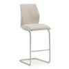 Bernie Faux Leather Bar Chair In Taupe With Chrome Legs