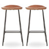 Santorini Natural Wooden Bar Stools With Black Frame In Pair