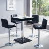 Topaz Black White Glass Bar Table With 4 Coco Black Stools