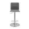 Albany Faux Leather Bar Stool In Grey With Chrome Base