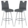 Crafton Grey Faux Leather Bar Stools In Pair