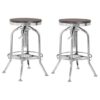 Diwo Silver Chromed Bar Stools With Ash Wood Seat In Pair