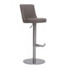 Fabio Bar Stools In Brushed Stainless Steel and Taupe PU Base