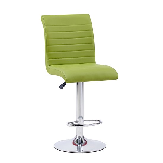 Ripple Faux Leather Bar Stool In Lime Green With Chrome Base - Cheap ...