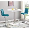 Topaz White Gloss Bar Table With 2 Ripple Teal Stools