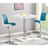 Topaz White Gloss Bar Table With 2 Ritz Teal White Stools