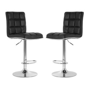 Treno Black Faux Leather Gas Lift Bar Stools In Pair