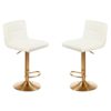 Baino White Seat Bar Stool With Gold Base In Pair