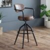 Barbican Faux Leather Leather Bar Stool In Brown