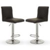 Akro Black Faux Leather Bar Stools With Chrome Base In Pair