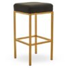 Beon Faux Leather Bar Stools In Black With Gold Base